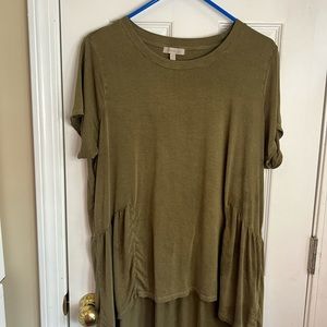 Wonderly Curvy High Low BlouseComfort Wash Olive Sz1X